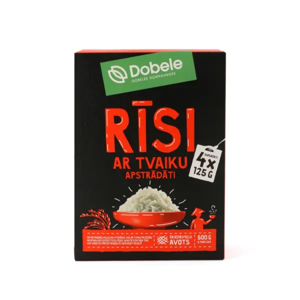 Rīsi ar tv.apstr.DOBELE, 4X0.125g (0.5kg kaste)