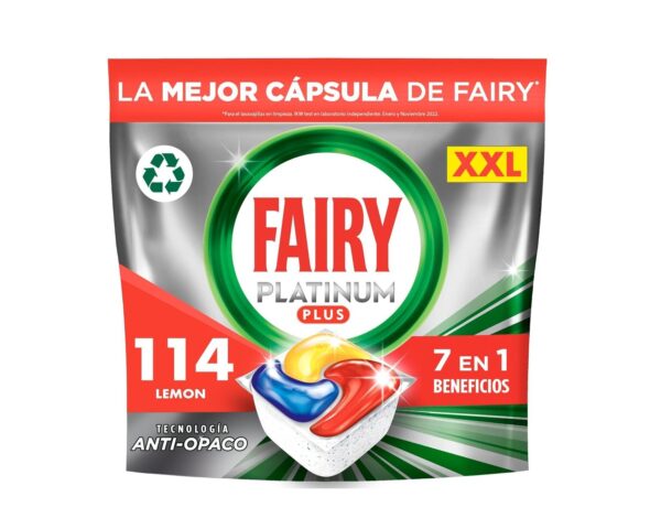Fairy trauku mazgājamās mašīnas tabletes Platinum Plus All In One Lemon, 114 gab