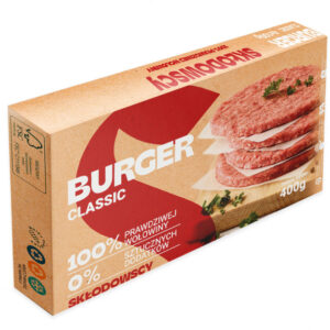 Liellopu burgeru gaļa saldēta PL 14160304 WE, 400g (4.8kg/kaste)