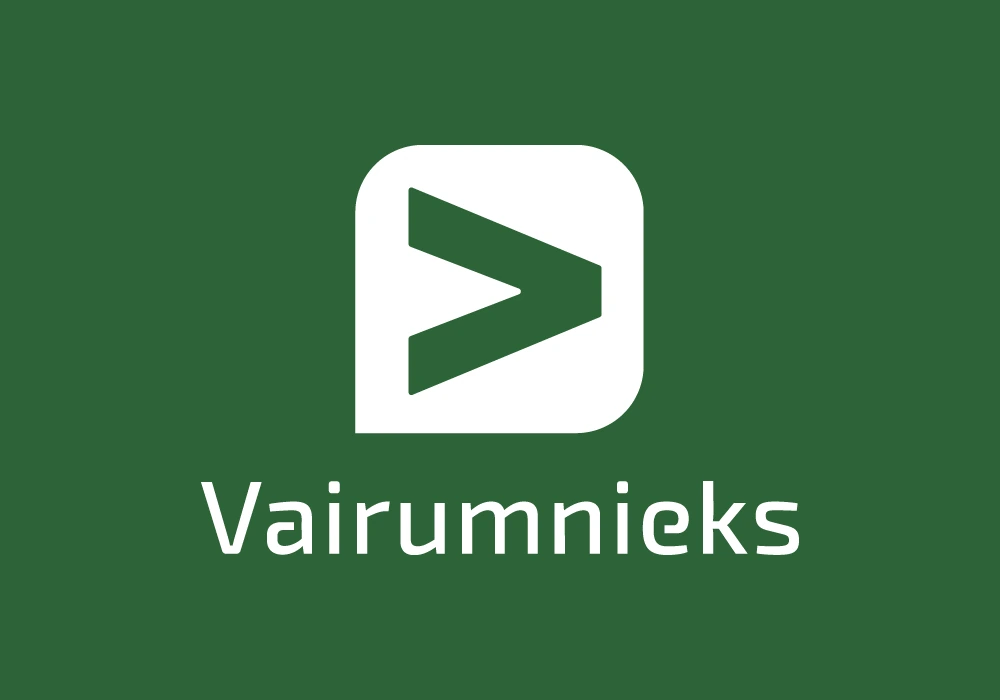 Vairumnieks — Vertikālais logotips, balts